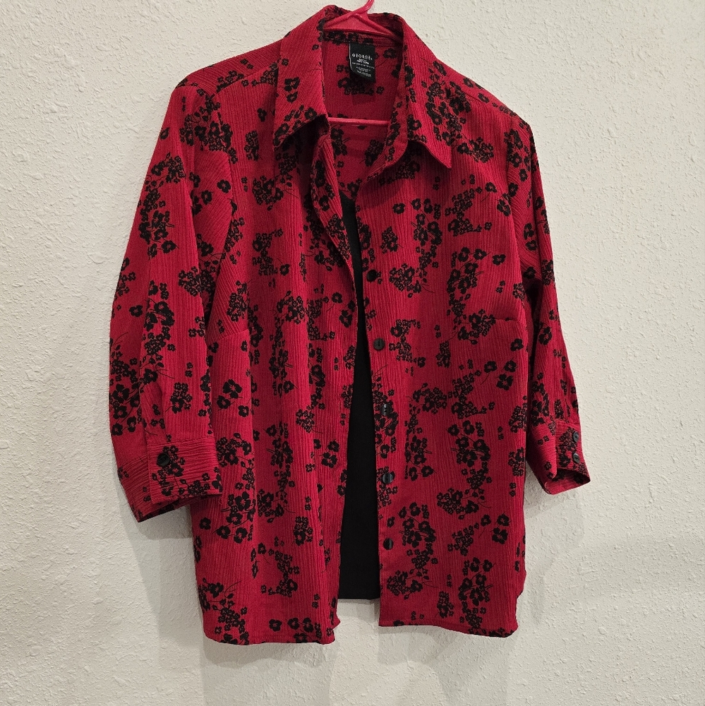 Beautiful Stylish Red & Black Blouse by George. Size 2X (18-20)